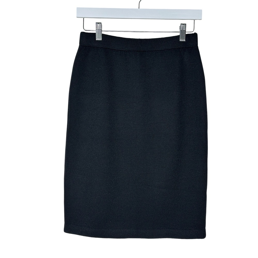 St. John Knit Pencil Skirt 6 Black Santana Professional Workwear Classic Chic